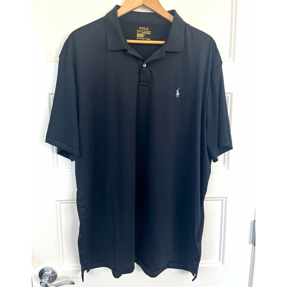 Polo Ralph Lauren Performance Men’s 2XL Black Solid Short Sleeve Logo Polo